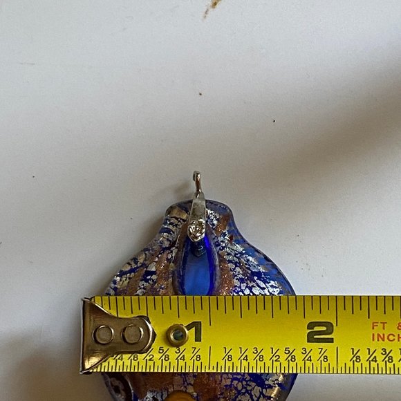 Beautiful Floral Millefiori Glass Pendant Multicolor Flowers 2 1/2" x 2 3/4" - Picture 8 of 8